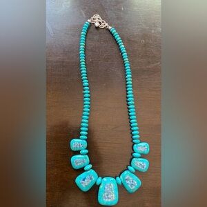 Jay King DTR mine 925 sterling silver turquoise necklace with opal inlay